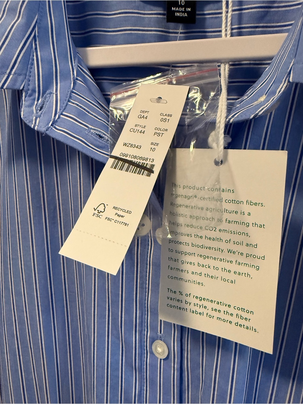 NWT J.Crew Cerise Shirt Dress in Blue and White Stripe, Size 10 - Picture 8 of 9